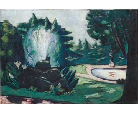 Max Beckmann (Leipzig 1884 – 1950 New York). „Springbrunnen in Baden-Baden“. 1936Öl auf Leinwand. 65&nbsp;×&nbsp;95&nbsp;cm (