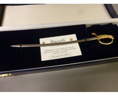 Boxed Wilkinson Sword letter opener in the form of a Napoleonic Sabre