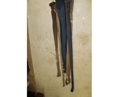 Five Vintage Fishing Rods in Canvas Bags