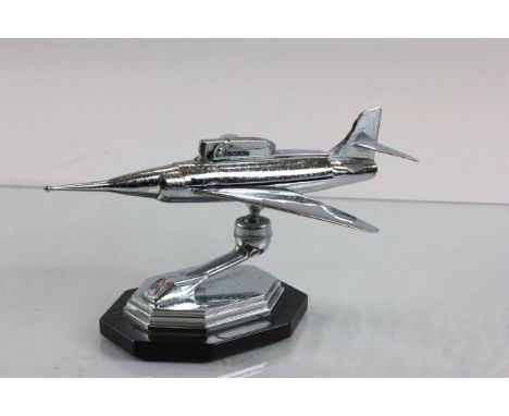 Vintage Chrome Table Lighter in the form of a Fighter Jet Airplane