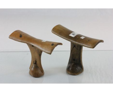 Two vintage African sleeping head rests