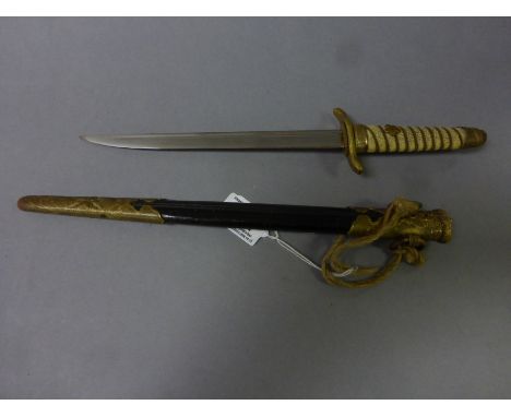 WW2 Japanese Naval dress type dagger & scabbard with replacement blade