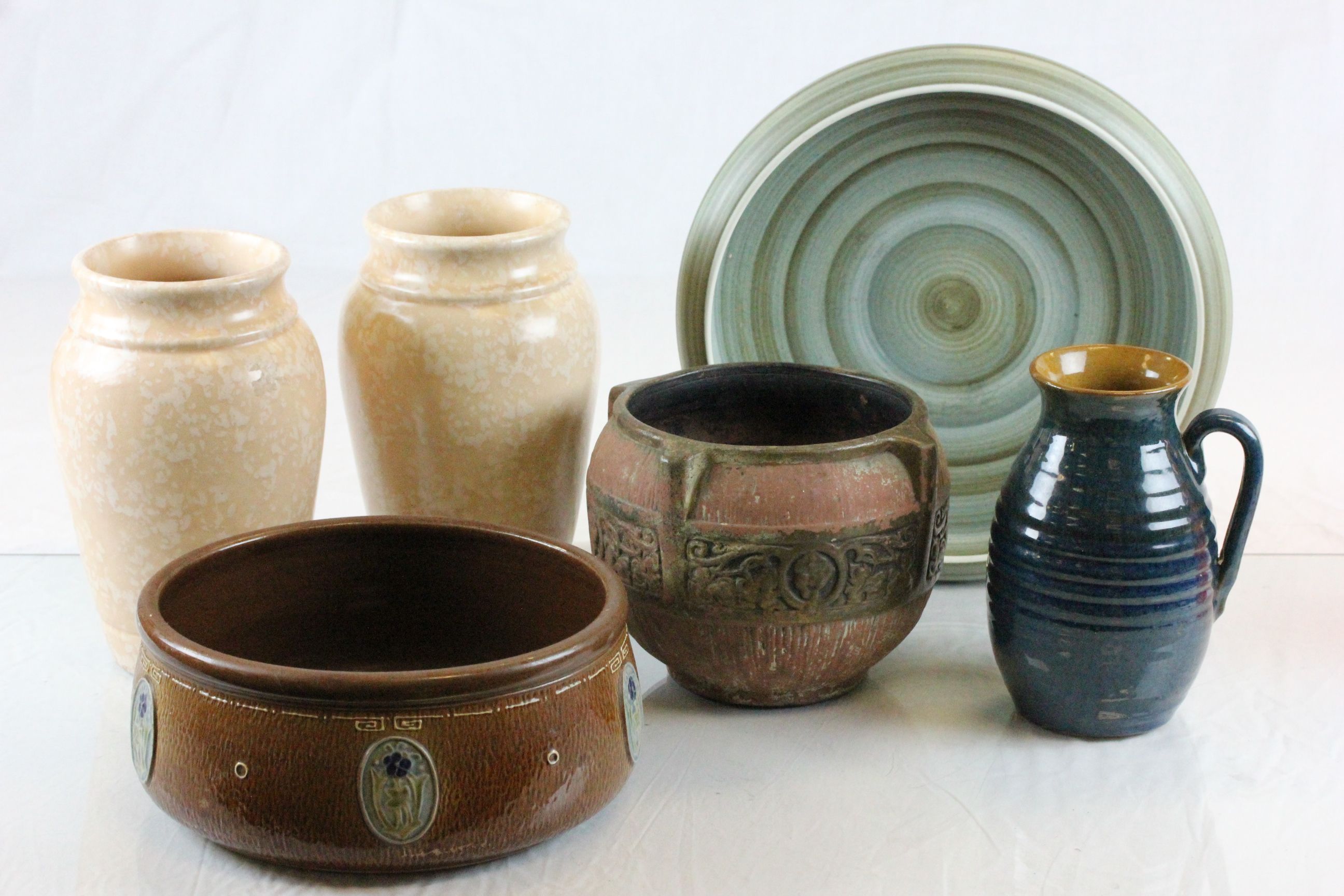 A selection of pottery including a vintage Surrey Ceramics bowl and a