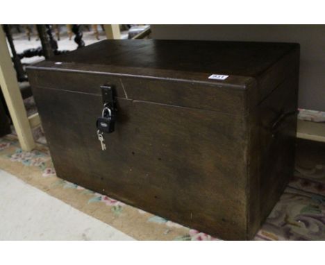 Victorian Stained Wooden Toolbox with Modern Padlock