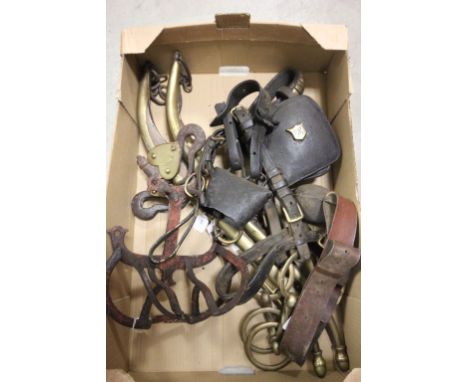 Various Vintage Heavy Horse Tack including Pair Hames and Bridle plus Harness Rack