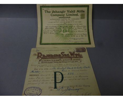 Two WW2 Indian share certificates