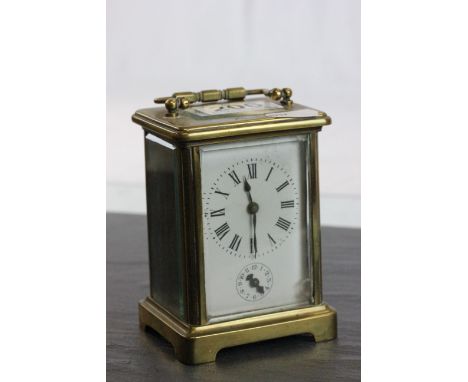 Key wind brass Carriage clock with alarm
