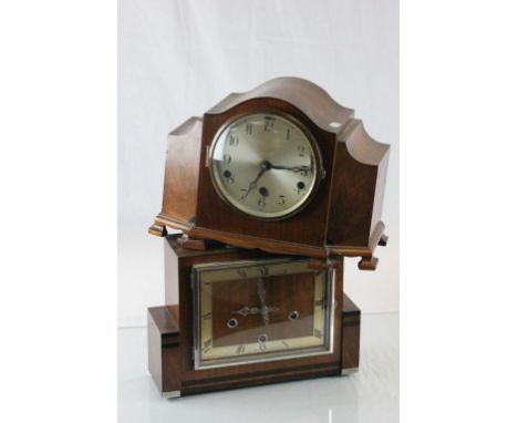 Two vintage wooden cased mantle clocks with Westminster chimes