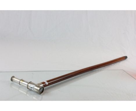 A novelty walking stick with handle in the form of a telescope marked Stanley London