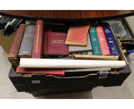 Five Trays of Mixed Vintage Books and Ephemera including Atlas's and Pages from Atlas's, Various Folded Maps including Ordnan