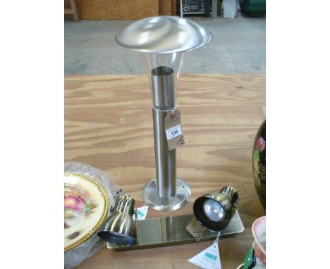 A Brushed metal outdoor lamp and a brushed metal two spot ceiling lamp ( 097 -450, spot bar )

*Please note that this lot is 