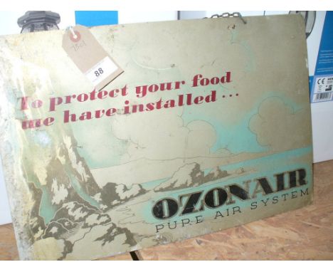 A Vintage " Ozone Air pure air system " two sided hanging metal sign.