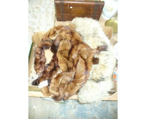 Three vintage ladies fur stoles.