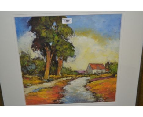 David Gainford, signed Limited Edition coloured lithograph Provence pathway, 16ins square, gilt framed 