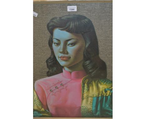 Coloured portrait print of an Eastern lady after Tretchikoff 