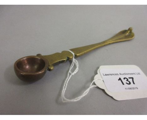 Small unusual antique copper and brass ladle 