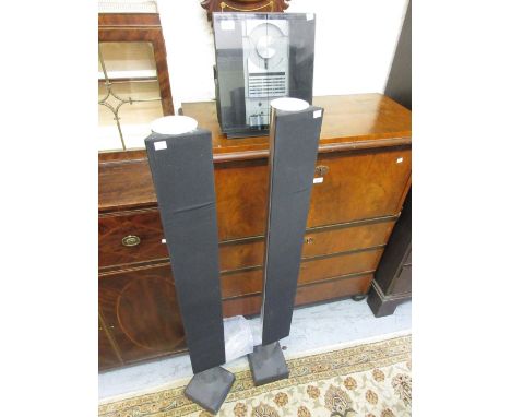 Bang & Olufsen Beosound Overture music centre with remote control and two floor standing tower speakers with polished alumini