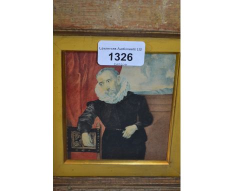 Antique miniature portrait of a 17th Century gentleman with white ruff collar 