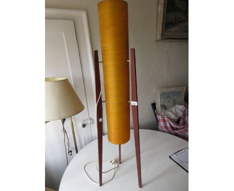Mid 20th Century teak and composition floor lamp on tripod stand 