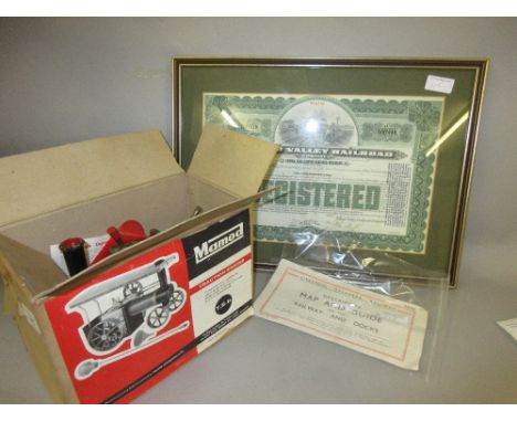 Boxed Mamod steam traction engine together with a Liverpool overhead railway map and guide and a Lehigh Valley railroad Co. f