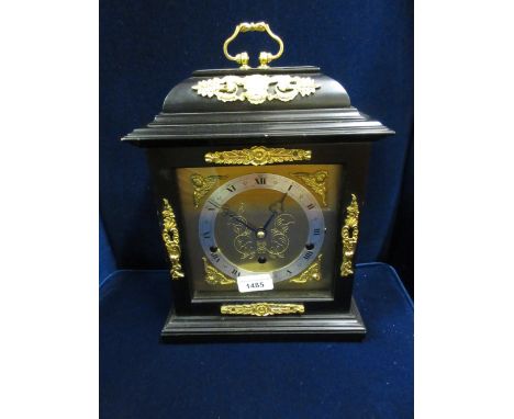 Good quality reproduction ebonised and gilt brass mounted bracket clock by Elliott of London for Mappin and Webb, the dome ca