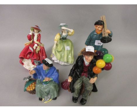 Royal Doulton figures, ' Master Sweep ' HN2205, ' Tuppence a Bag ' HN2320, ' The Balloon Man ' HN1954, ' Top o'the Hill ' and