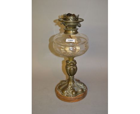Brass and clear glass oil lamp 