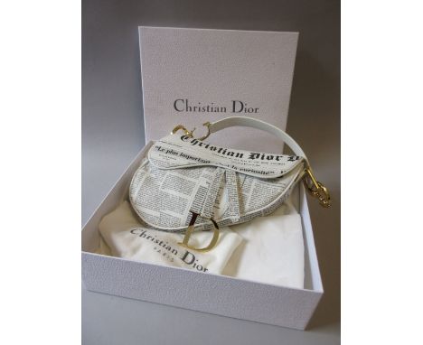 dior newspaper print saddle bag