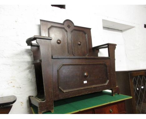 Early 20th Century oak box seat hall bench / stick stand 