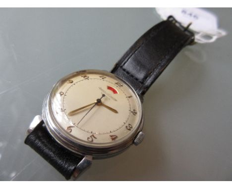 Jaeger LeCoultre mid 20th Century gentleman's steel cased automatic wristwatch with Arabic numerals, centre seconds and date 