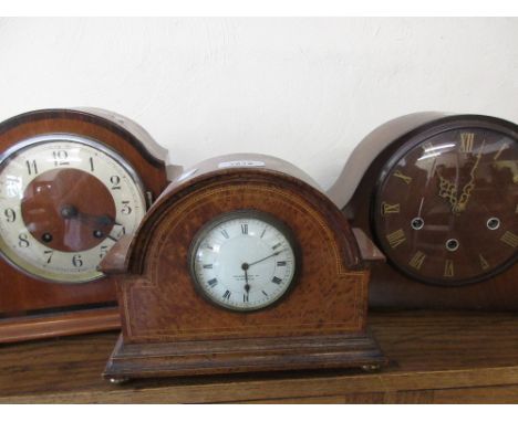 Three various 20th Century dome top mantel clocks, one with three train Westminster striking movement 