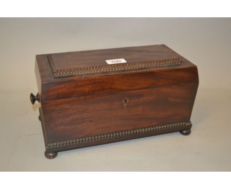 Regency mahogany tea caddy with glass mixing bowl 