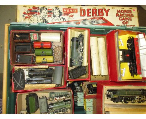 Quantity of Trix Twin model railway, a Merritt Derby horse racing game and a table croquet set 