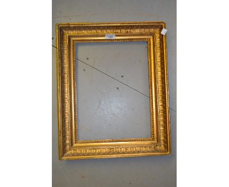 Rectangular gilt moulded composition picture frame, the aperture 14.5ins x 11ins together with a maple framed lithograph 'The