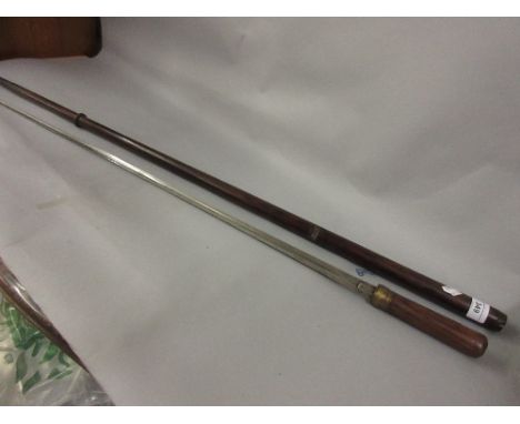 19th Century hardwood swordstick with 48in long rapier blade 
