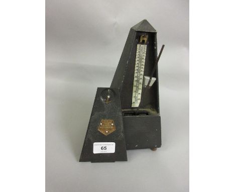 Black toleware metronome, ' The Mayfair ' by A.W. and Co. 
