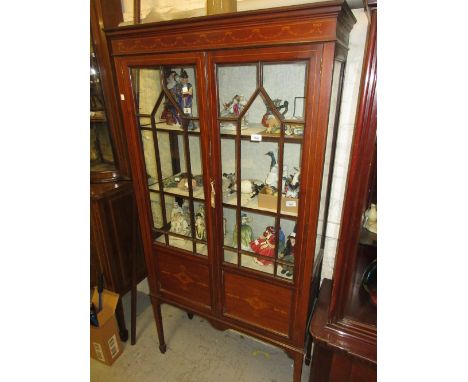 Edwardian mahogany and inlaid two door display cabinet 