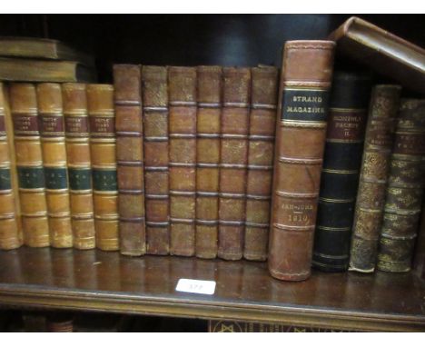 Quantity of part leather bound volumes including five volumes, ' Pepys Diary and Correspondence ' 