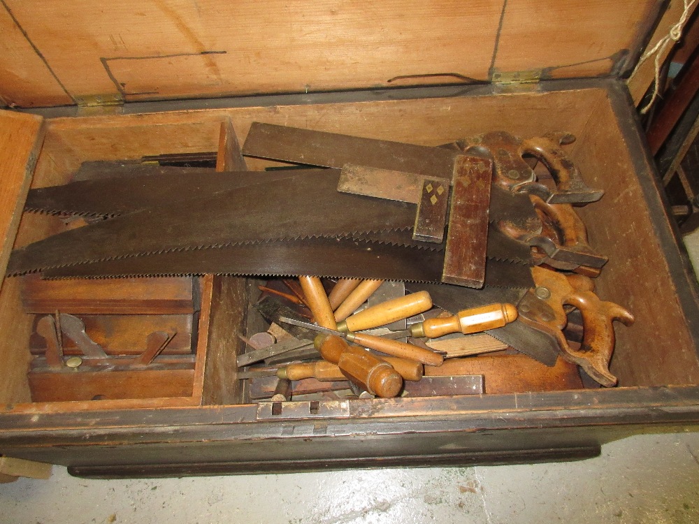 19th Century tool chest containing a quantity of various tools