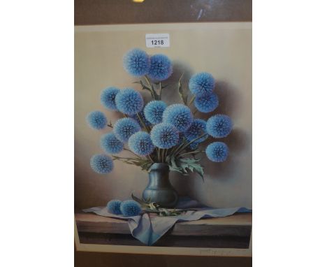 Robert Chailloux, Limited Edition signed print of a vase of Globe Thistles, bearing stamp,  Number 262 of 375 