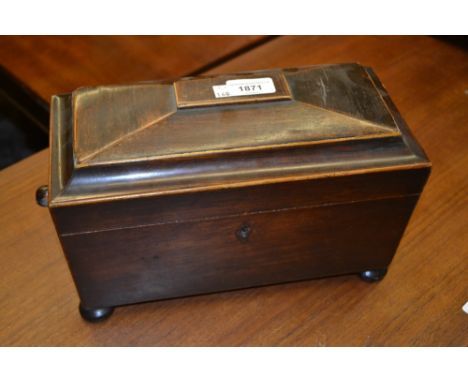 19th Century rosewood sargophagus three division tea caddy for restoration 