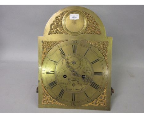 George III longcase clock movement, the brass dial with Roman and Arabic numerals, subsiduary seconds and date aperture, insc