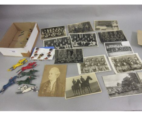 Small quantity of various photographs and postcards, college sporting teams and some World War II military related and a coll