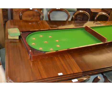 Victorian mahogany folding bagatelle board with cues 