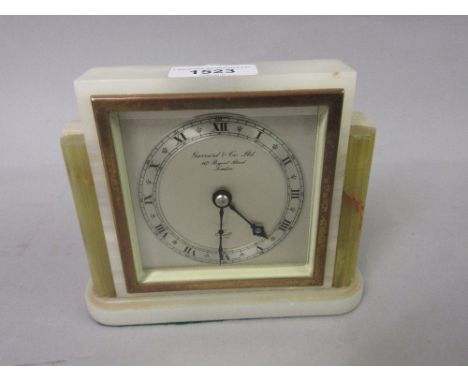 Elliott for Garrard and Company Art Deco style onyx mantel clock 