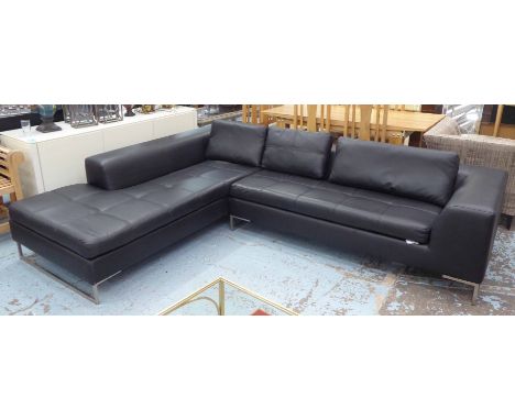 CORNER SOFA, contemporary design, black upholstered finish, 400cm at Longest x 62cm H.