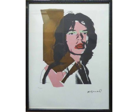 ANDY WARHOL 'Mick Jagger', lithograph, from Leo Castelli gallery, stamped on reverse, edited by G. Israel on Arches paper, nu