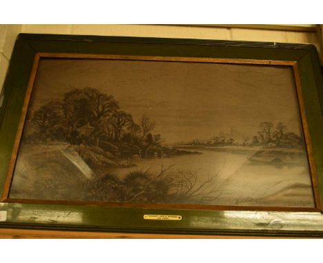 AFTER ALEX ANSTED, BOVNEEY LOCK AND WINDSOR, MONOCHROME PRINT SET IN A GREEN FRAME, 84CM WIDE