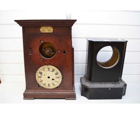 EARLY 20TH CENTURY OFFICE CLOCK (FOR RESTORATION) IN STAINED WOODEN CASE, BEARING PLAQUE 'GHC MANN &amp; CO, REDWELL ST, NORW