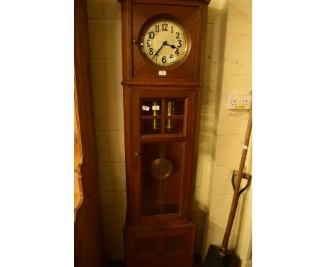 ART DECO PERIOD OAK CASED LONGCASE CLOCK WITH GLAZED DOOR, 206CM HIGH